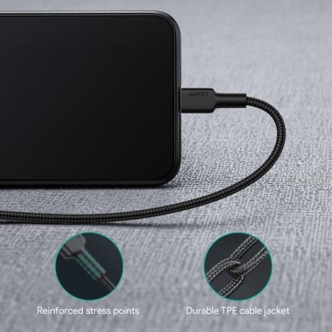 CB-CL02 kabel Lightning - USB-C 1,2m MFi Apple USB-PD nylonowy oplot czarny