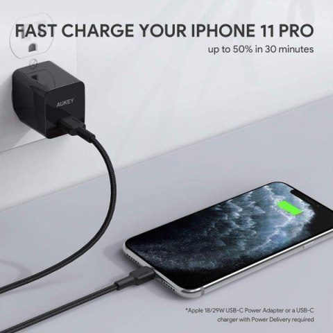 CB-CL03 kabel Lightning - USB-C 2m MFi Apple USB-PD nylonowy oplot czarny