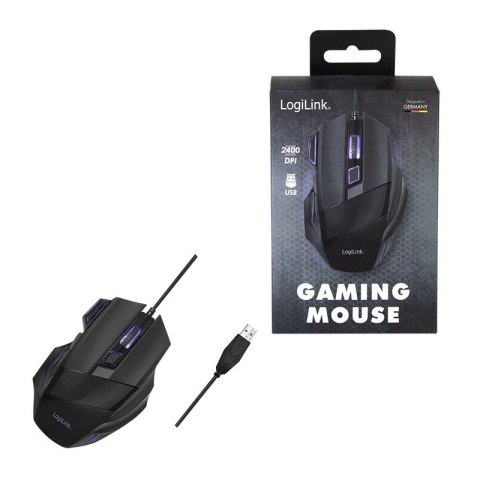 Optyczna mysz gamingowa 2400 dpi, Czarna Optyczna mysz gamingowa 2400 dpi, Czarna