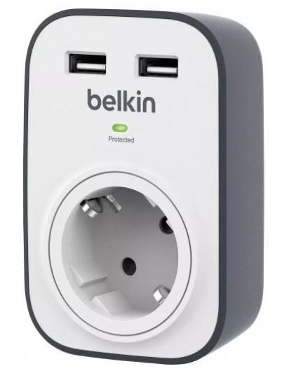 Pojedyncze gniazdo antyprzepięciowe 306J 2xUSB 2.4A Schuko Pojedyncze gniazdo antyprzepięciowe 306J 2xUSB 2.4A Schuko