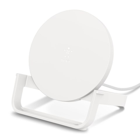 Ładowarka bezprzewodowa, stojąca 10W + zasilacz QC 3.0, biała Ładowarka bezprzewodowa, stojąca 10W + zasilacz QC 3.0, biała