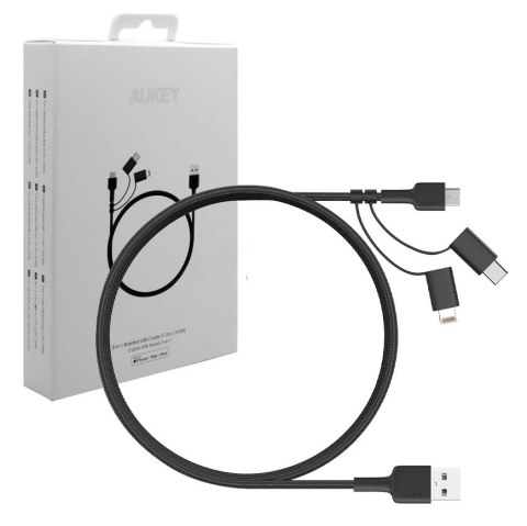CB-BAL5 3w1 kabel micro USB | USB-C | Lightning | 1.2m nylonowy oplot czarny CB-BAL5 3w1 kabel micro USB | USB-C | Lightning | 1.2m nylonowy oplot czarny