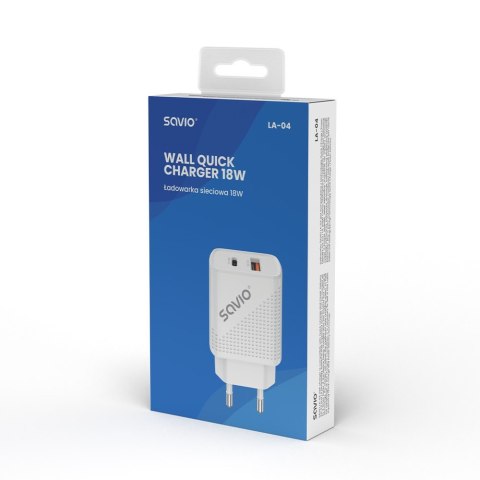 Ładowarka sieciowa USB Quick Charge, Power Delivery 3.0, 18W, LA-04 Ładowarka sieciowa USB Quick Charge, Power Delivery 3.0, 18W, LA-04