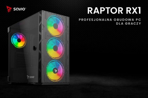 Obudowa komputerowa, ARGB Mesh/Glass, Raptor X1 Obudowa komputerowa, ARGB Mesh/Glass, Raptor X1