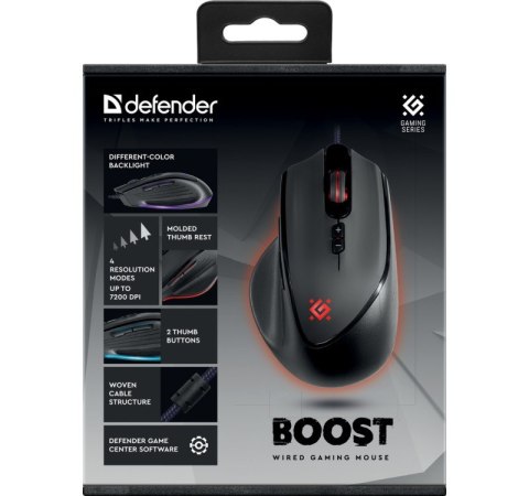 Mysz gamingowa przewodowa Boost GM-708L 7200 dpi 7P Mysz gamingowa przewodowa Boost GM-708L 7200 dpi 7P