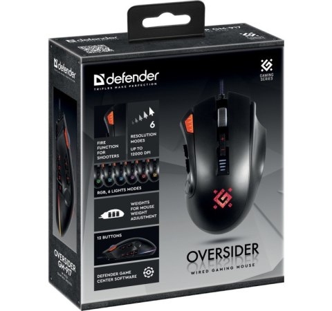 Mysz gamingowa przewodowa Oversider GM-917 12000 dpi 12P