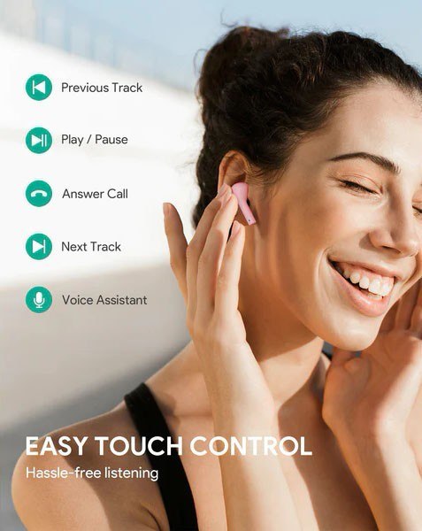 EP-T21S Pink True Wireless Słuchawki Bluetooth 5.0 | 3D SurroundSound | Move Compact II | wodoodporne IPX6 | 30h