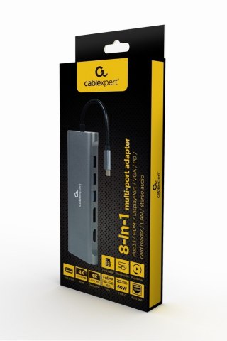 Hub USB-C HDMI DP VGA 4xUSB 3.1 USB-C PD audio card reader GbE