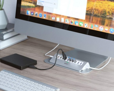 CB-H6S aluminiowy Hub 10xUSB | 10w1 | 7xUSB 3.1 | 2xUSB AiPower | 1xUSB Quick Charge 3.0