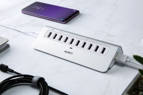 CB-H6S aluminiowy Hub 10xUSB | 10w1 | 7xUSB 3.1 | 2xUSB AiPower | 1xUSB Quick Charge 3.0