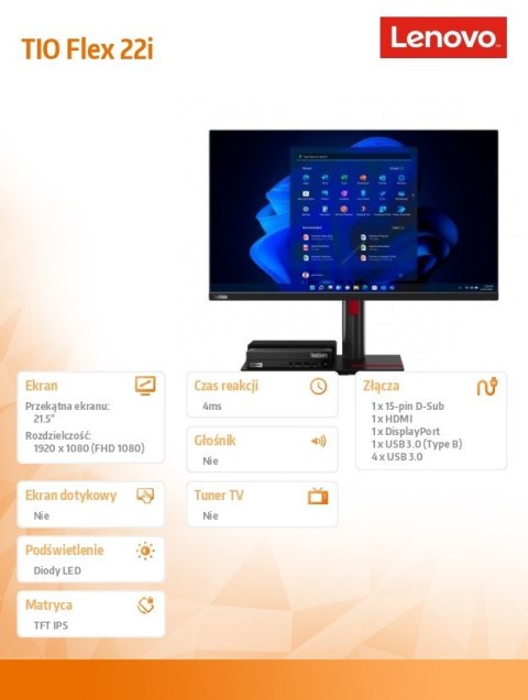 Monitor Tiny In One ThinkCentre 22i LCD FLEX - 21.5 12BLMAT6EU Monitor Tiny In One ThinkCentre 22i LCD FLEX - 21.5 12BLMAT6EU