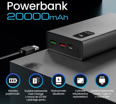 Powerbank EPB-068 USB-C EX.19508 czarny Powerbank EPB-068 USB-C EX.19508 czarny