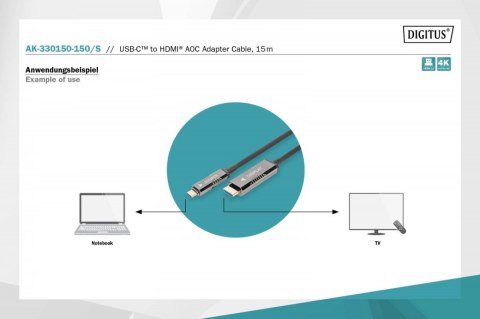 Kabel adapter hybrydowy AOC USB Typ C na HDMI 4K 60Hz 15m Kabel adapter hybrydowy AOC USB Typ C na HDMI 4K 60Hz 15m