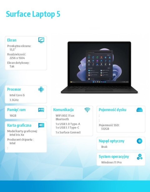 Laptop 5 W11Pro i5-1245U/16GB/512GB/13.5"/Black/R8P-00032 Laptop 5 W11Pro i5-1245U/16GB/512GB/13.5"/Black/R8P-00032