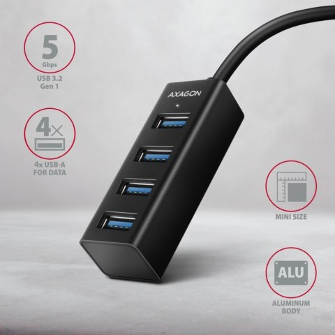 HUE-M1A Hub 4-portowy Mini metalowy USB 3.2 Gen 1, 20cm USB-A kabel HUE-M1A Hub 4-portowy Mini metalowy USB 3.2 Gen 1, 20cm USB-A kabel