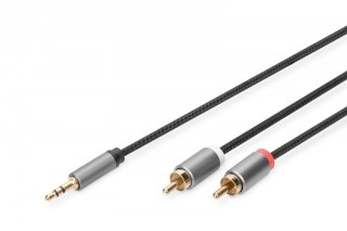 Kabel adapter audio Mini Jack/Cinch Stereo Typ 3.5mm/2xRCA M/M nylon 1,8m