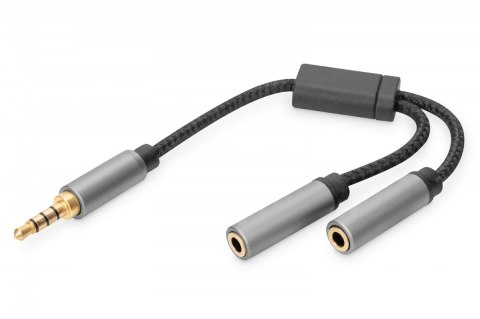 Kabel adapter headset Mini Jack 3,5mm/2x 3,5mm Mini Jack M/Ż nylon 0,2m Kabel adapter headset Mini Jack 3,5mm/2x 3,5mm Mini Jack M/Ż nylon 0,2m
