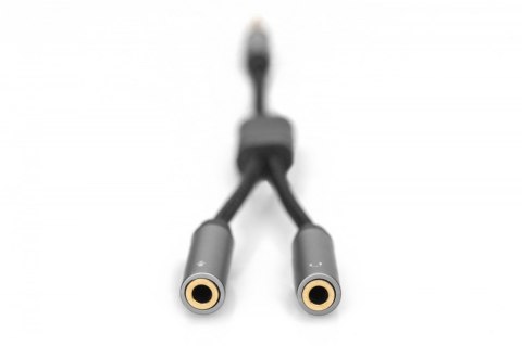 Kabel adapter headset Mini Jack 3,5mm/2x 3,5mm Mini Jack M/Ż nylon 0,2m Kabel adapter headset Mini Jack 3,5mm/2x 3,5mm Mini Jack M/Ż nylon 0,2m