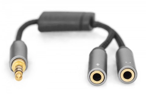 Kabel adapter headset Mini Jack 3,5mm/2x 3,5mm Mini Jack M/Ż nylon 0,2m Kabel adapter headset Mini Jack 3,5mm/2x 3,5mm Mini Jack M/Ż nylon 0,2m