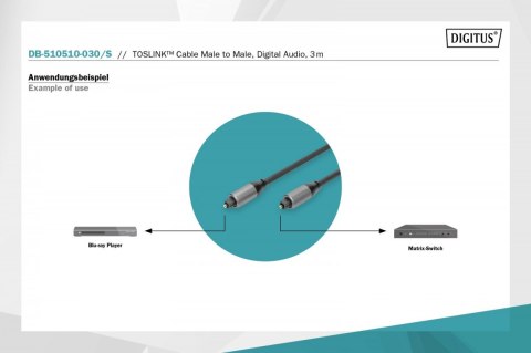 Kabel audio optyczny Toslink 2.2mm/Toslink 2.2mm M/M aluminium, 3m Kabel audio optyczny Toslink 2.2mm/Toslink 2.2mm M/M aluminium, 3m