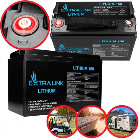 Akumulator LiFePO4 100AH 12.8V BMS EX.30455 Akumulator LiFePO4 100AH 12.8V BMS EX.30455
