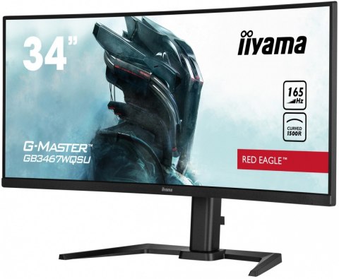 Monitor 34 cale G-MASTER GB3467WQSU-B5 VA,UWQHD,165HZ,HAS(15cm),1500R,4xUSB Monitor 34 cale G-MASTER GB3467WQSU-B5 VA,UWQHD,165HZ,HAS(15cm),1500R,4xUSB