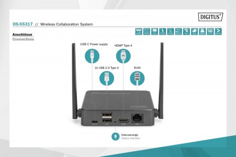 Przedłużacz/Extender HDMI system pracy zespołowej, bezprzewodowy 50m 4K 60Hz 5GHz (zestaw)