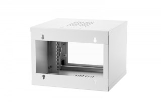 Szafa krosowa wisząca 19" 4U rack 550x350, drzwi szyba, niedzielona, złożona, nośność 30kg Szara
