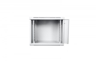 Szafa krosowa wisząca 19 cali 12U rack 600x600, drzwi pełne, niedzielona, złożona, nośność 60kg, Szara