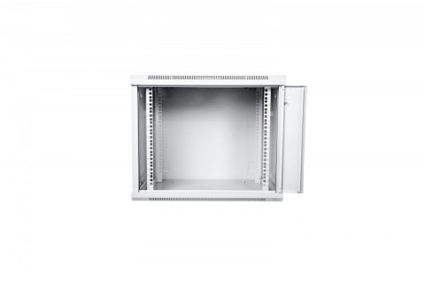 Szafa krosowa wisząca 19 cali 12U rack 600x600, drzwi pełne, niedzielona, złożona, nośność 60kg, Szara