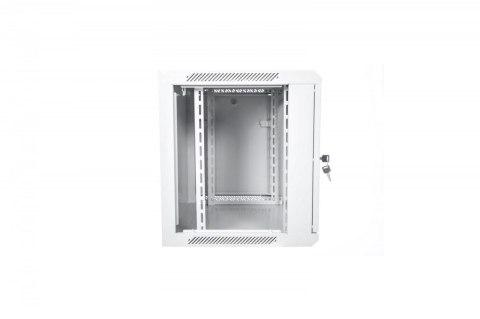 Szafa krosowa wisząca 19 cali 12U rack 600x600, drzwi pełne, niedzielona, złożona, nośność 60kg, Szara