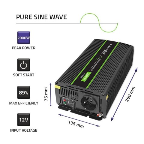 Przetwornica napięcia Monolith | 1000W | 2000W | 12V na 230V | Czysty Sinus Przetwornica napięcia Monolith | 1000W | 2000W | 12V na 230V | Czysty Sinus