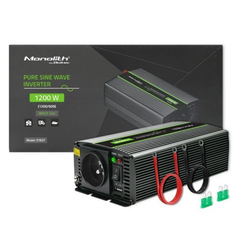 Przetwornica napięcia Monolith | 600W | 1200W | 24V na 230V | Czysty Sinus Przetwornica napięcia Monolith | 600W | 1200W | 24V na 230V | Czysty Sinus