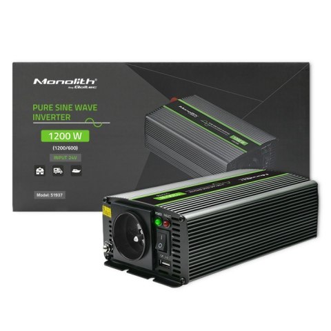 Przetwornica napięcia Monolith | 600W | 1200W | 24V na 230V | Czysty Sinus Przetwornica napięcia Monolith | 600W | 1200W | 24V na 230V | Czysty Sinus