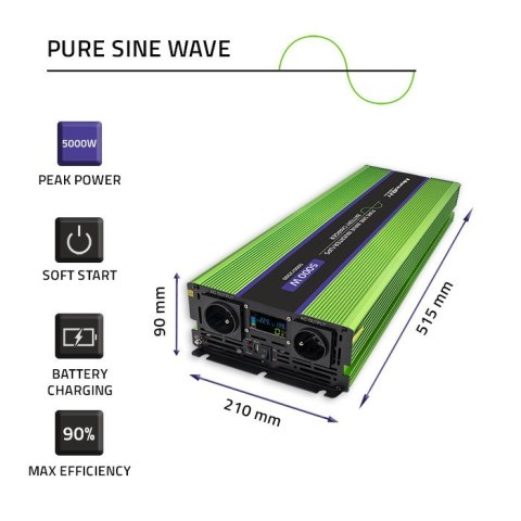 Przetwornica napięcia Monolith | ładowanie baterii | UPS | 2500W | 5000W | 12V na 230V | Czysty Sinus | LCD Przetwornica napięcia Monolith | ładowanie baterii | UPS | 2500W | 5000W | 12V na 230V | Czysty Sinus | LCD