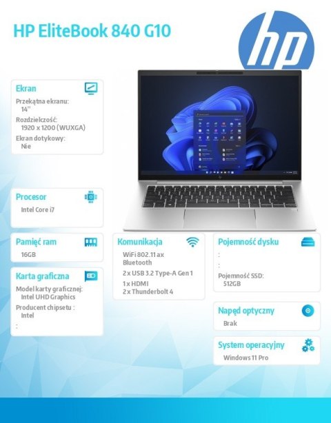 Notebook EliteBook 840 G10 i7-1355U 512GB/16GB/W11P/14.0 81A19EA Notebook EliteBook 840 G10 i7-1355U 512GB/16GB/W11P/14.0 81A19EA