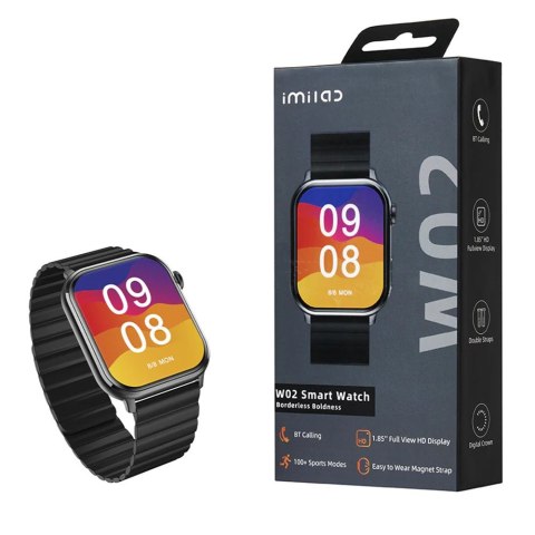Smartwatch W02 1.85 cala 280 mAh Czarny Smartwatch W02 1.85 cala 280 mAh Czarny