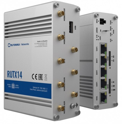 Router LTE RUTX14 (Cat12), WiFi, BLE, GNSS, Ethernet Router LTE RUTX14 (Cat12), WiFi, BLE, GNSS, Ethernet