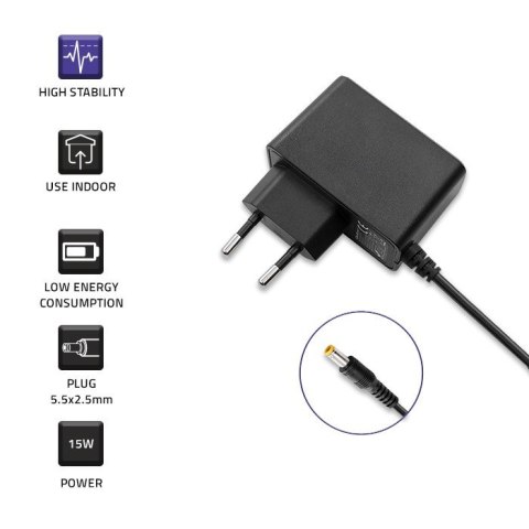 Zasilacz wtyczkowy 15W | 15V | 1A | 5.5*2.5 Zasilacz wtyczkowy 15W | 15V | 1A | 5.5*2.5
