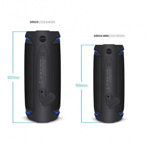 Głośnik Bluetooth SSS 6400 Sirius 30W, TWS, NFC, IPX6 Czarny Głośnik Bluetooth SSS 6400 Sirius 30W, TWS, NFC, IPX6 Czarny