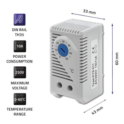 Termostat zamykający 10A | DIN 35 Termostat zamykający 10A | DIN 35