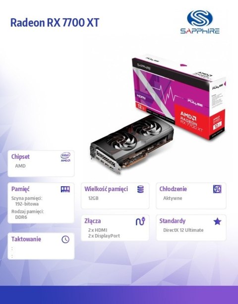 Karta graficzna Radeon RX 7700 XT Gaming 12G GDDR6 192bit 2DP/2HDMI Karta graficzna Radeon RX 7700 XT Gaming 12G GDDR6 192bit 2DP/2HDMI