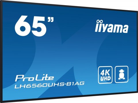 Monitor wielkoformatowy 64.5 cala LH6560UHS-B1AG matowy 24h/7 500(cd/m2) VA 3840 x 2160 UHD(4K) Android.11 Wifi CMS(iiSignage2) Monitor wielkoformatowy 64.5 cala LH6560UHS-B1AG matowy 24h/7 500(cd/m2) VA 3840 x 2160 UHD(4K) Android.11 Wifi CMS(iiSignage2)
