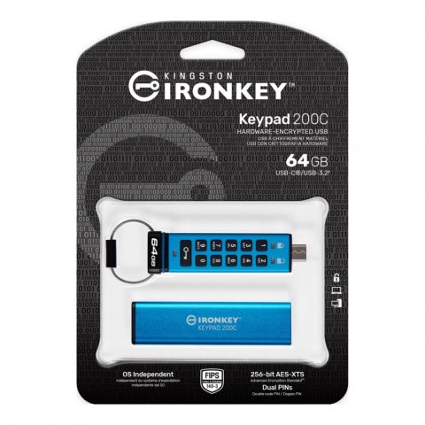 Pendrive 64GB IronKey Keypad 200C USB-C FIPS140-3 Lvl3 AES-256