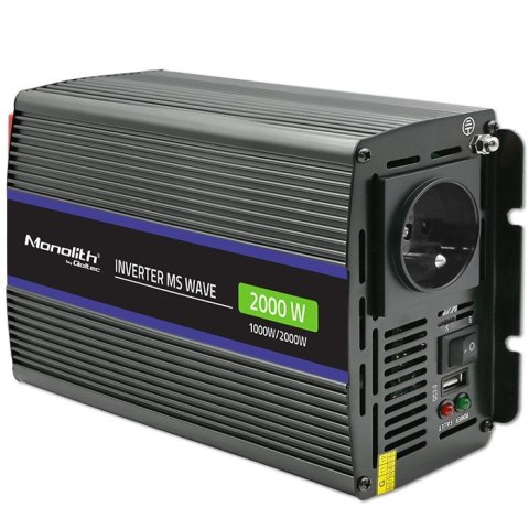 Przetwornica napięcia Monolith 2000 MS Wave | 12V na 230V | 1000/2000W | USB Przetwornica napięcia Monolith 2000 MS Wave | 12V na 230V | 1000/2000W | USB