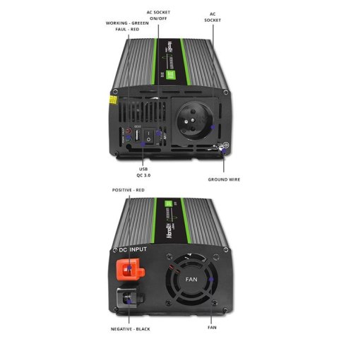 Przetwornica napięcia Monolith 2000 MS Wave | 12V na 230V | 1000/2000W | USB Przetwornica napięcia Monolith 2000 MS Wave | 12V na 230V | 1000/2000W | USB