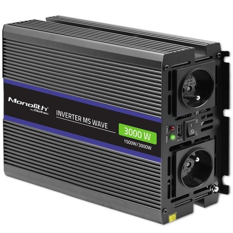 Przetwornica napięcia Monolith 3000 MS Wave | 12V na 230V | 1500/3000W | USB Przetwornica napięcia Monolith 3000 MS Wave | 12V na 230V | 1500/3000W | USB