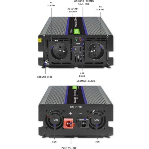 Przetwornica napięcia Monolith 3000 MS Wave | 12V na 230V | 1500/3000W | USB Przetwornica napięcia Monolith 3000 MS Wave | 12V na 230V | 1500/3000W | USB
