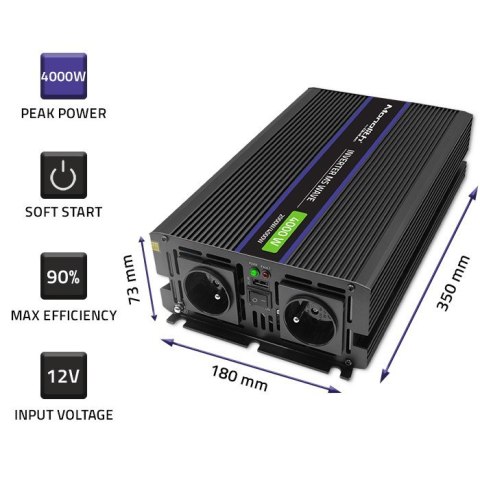 Przetwornica napięcia Monolith 4000 MS Wave | 12V na 230V | 2000/4000W | USB Przetwornica napięcia Monolith 4000 MS Wave | 12V na 230V | 2000/4000W | USB