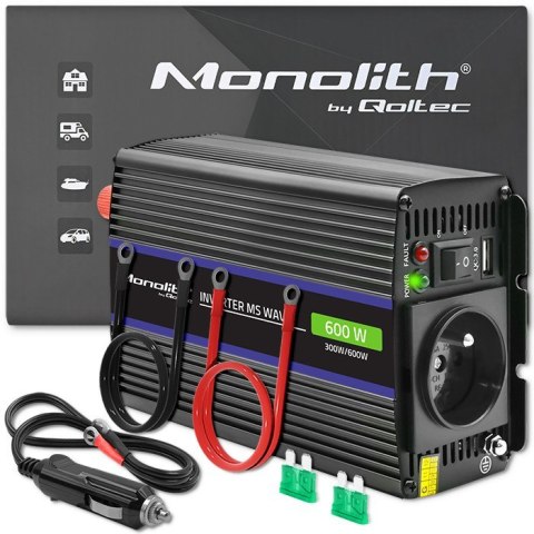 Przetwornica napięcia Monolith 600 MS Wave | 12V na 230V | 300/600W | USB Przetwornica napięcia Monolith 600 MS Wave | 12V na 230V | 300/600W | USB
